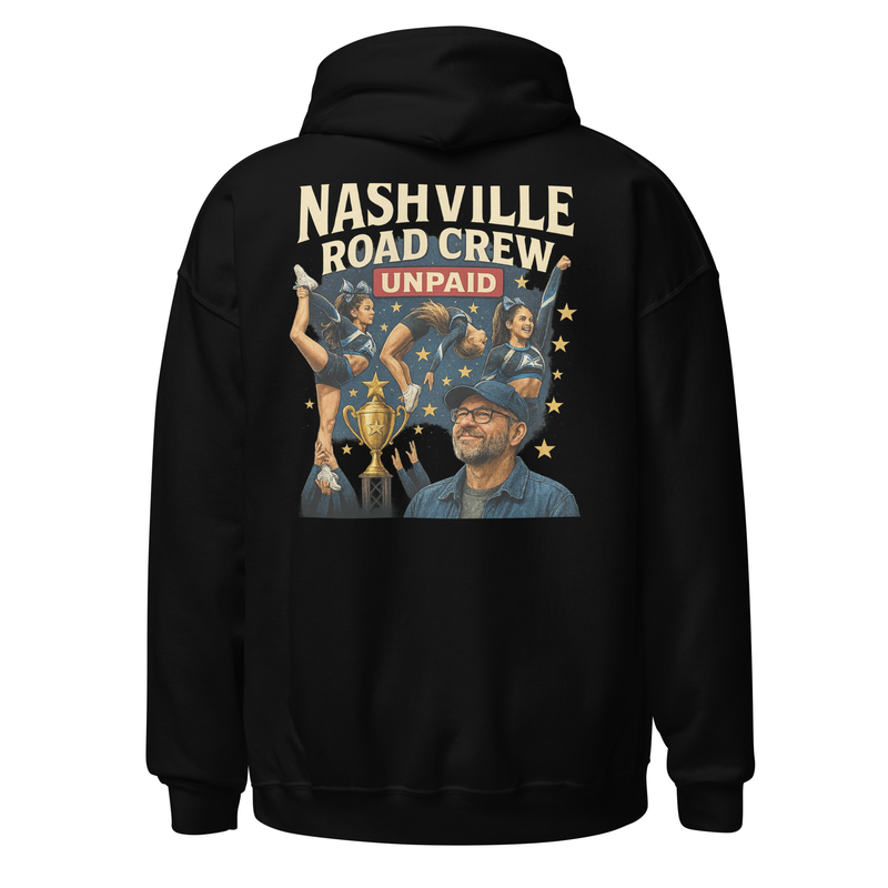 Nashville Road Crew: Unpaid - Hoodie mockup 2