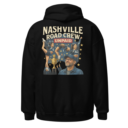 Nashville Road Crew: Unpaid - Hoodie mockup 2