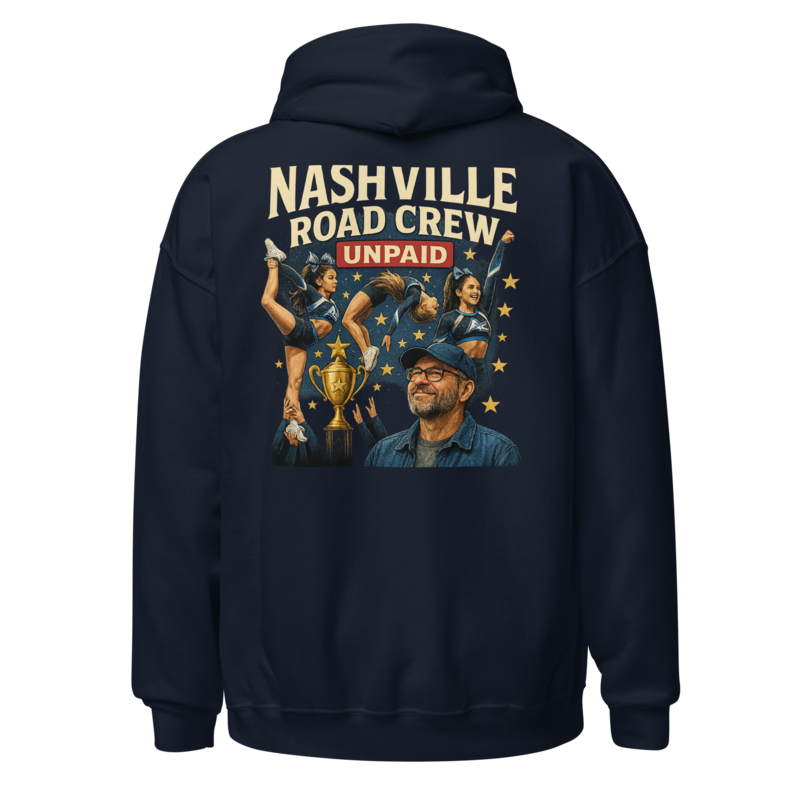 Nashville Road Crew: Unpaid - Hoodie mockup 3