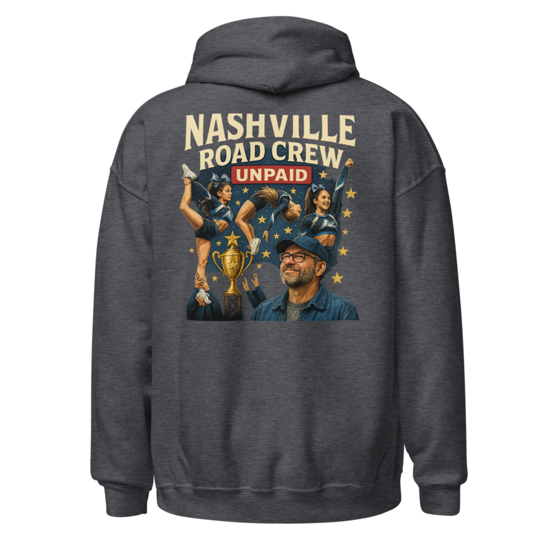 Nashville Road Crew: Unpaid - Hoodie mockup 4