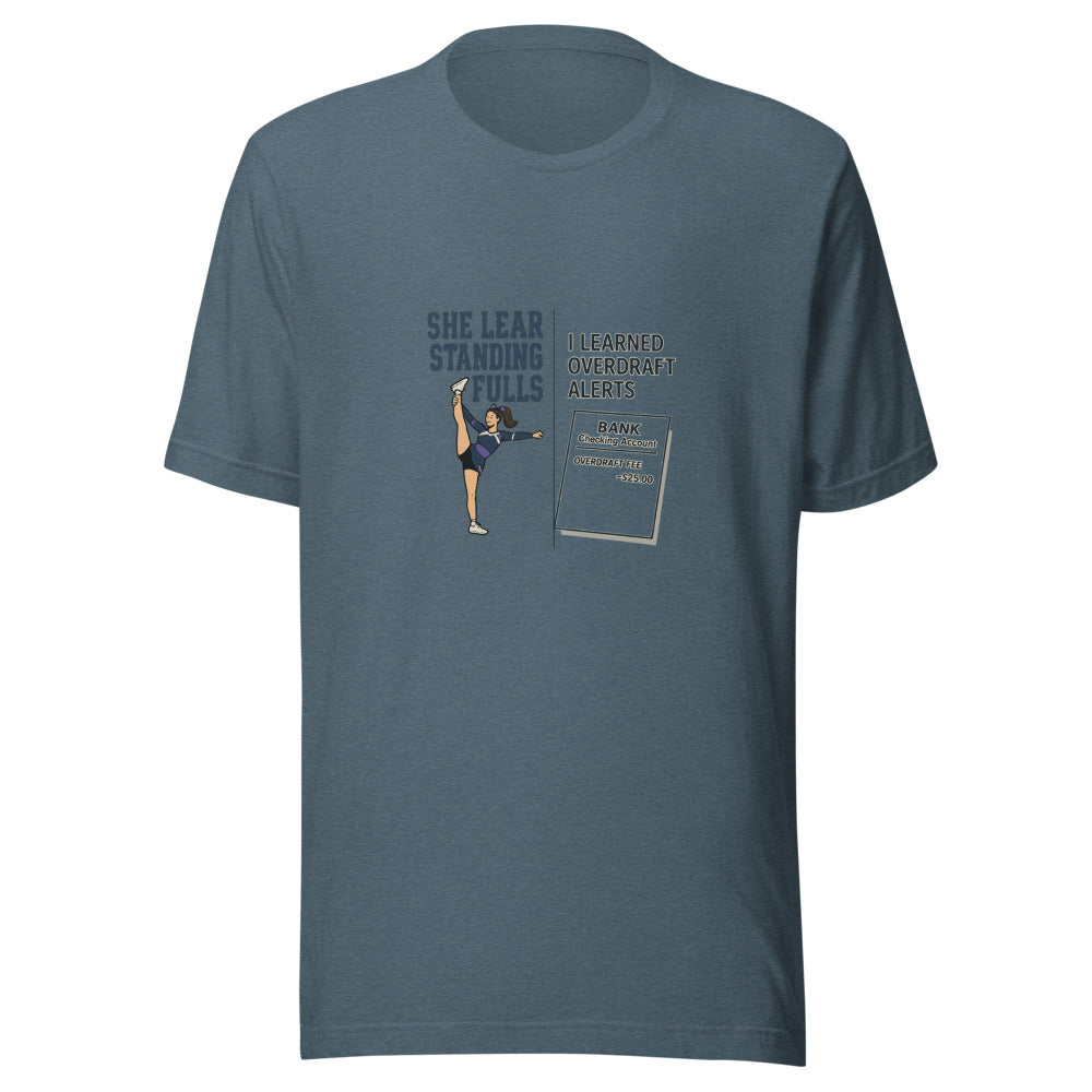Competitive cheerleading t-shirt in vibrant colors featuring "Cheer Dad" slogan, perfect for proud cheer dads.
