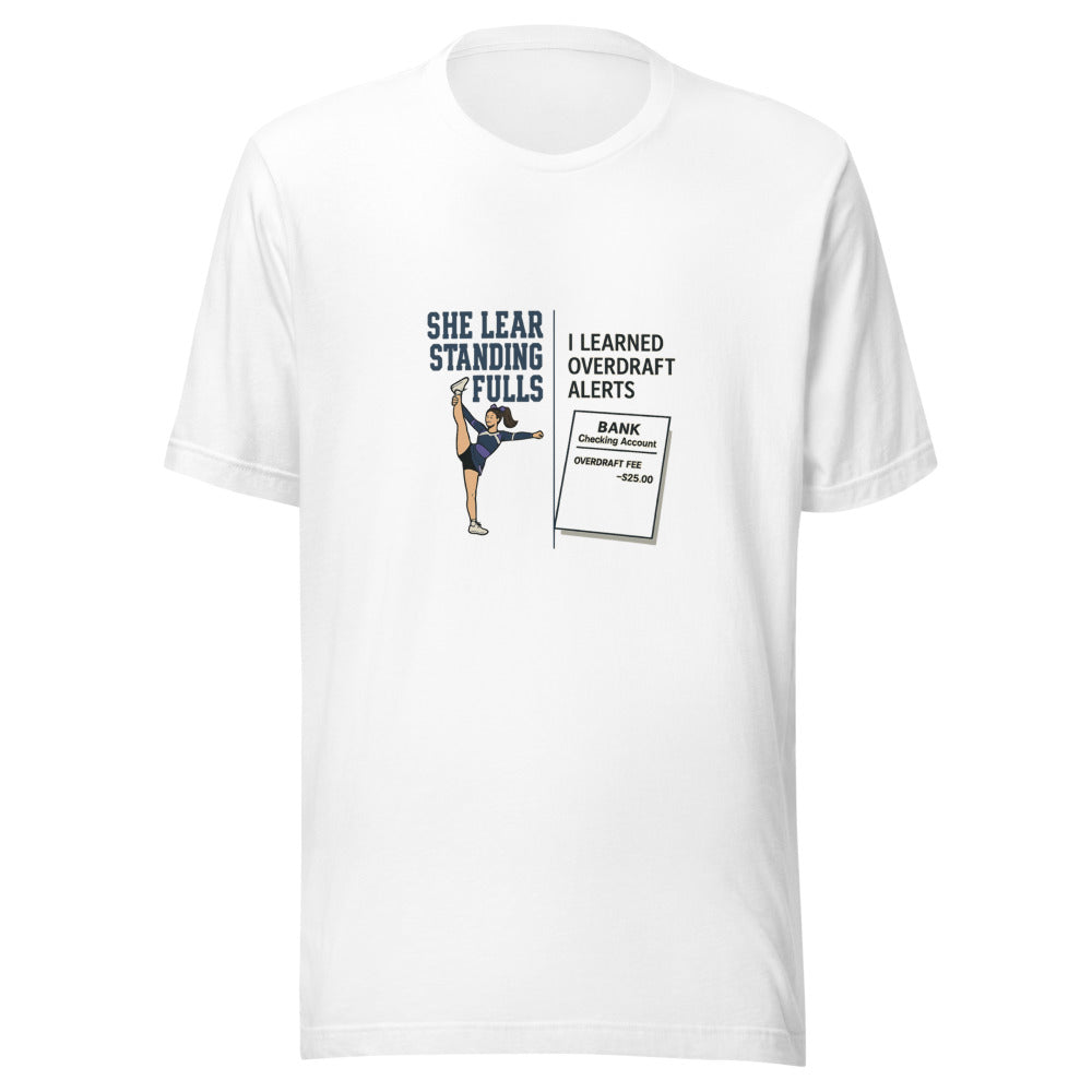 Competitive cheerleading t-shirt in vibrant colors featuring "Cheer Dad" slogan, perfect for proud cheer dads.